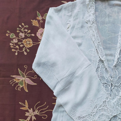 Vintage White Kebaya with Lace Kerancang Trim