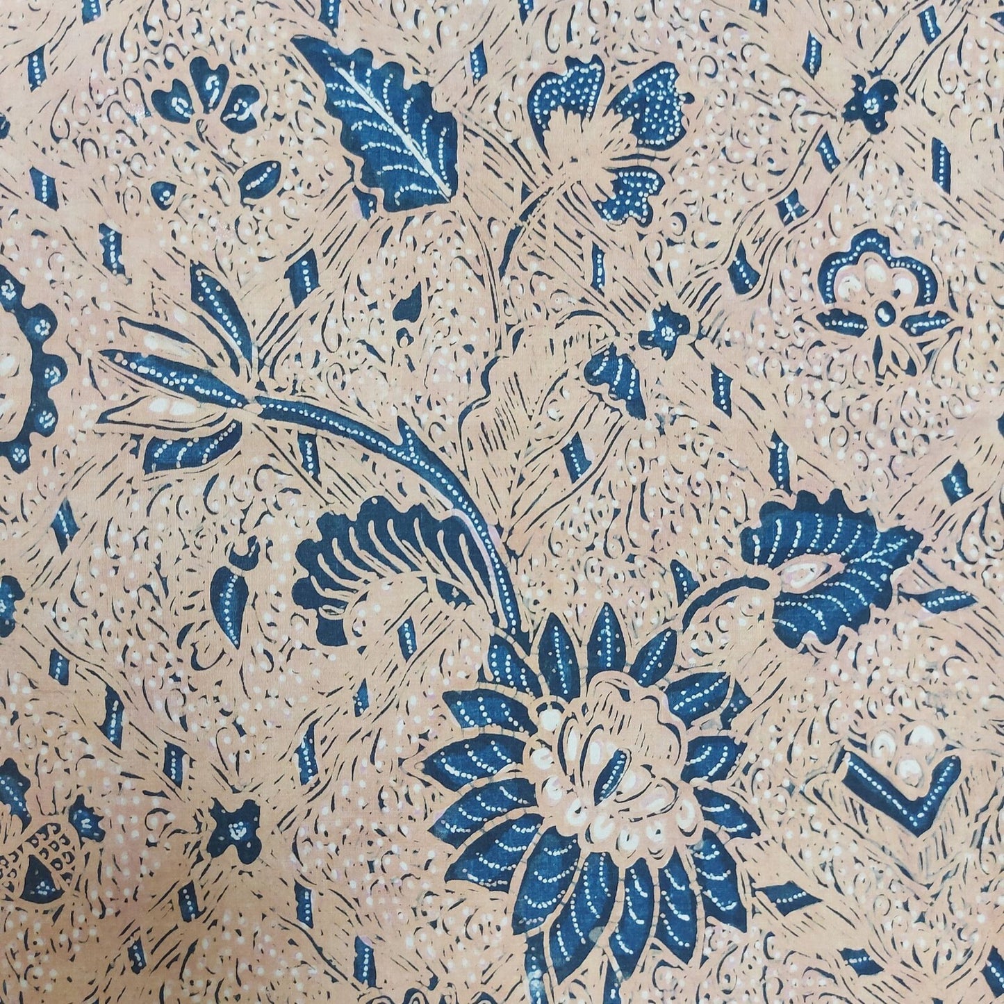 Old Indonesian Hand Drawn Classic Sogan Sidomukti Batik with Peacock and Flower Bouquet