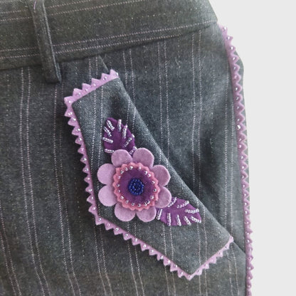 Vintage Purple Flowers Short Trousers