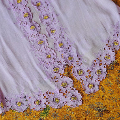 Vintage Purple Indonesian Kebaya with Zinnia Flower Embroidery