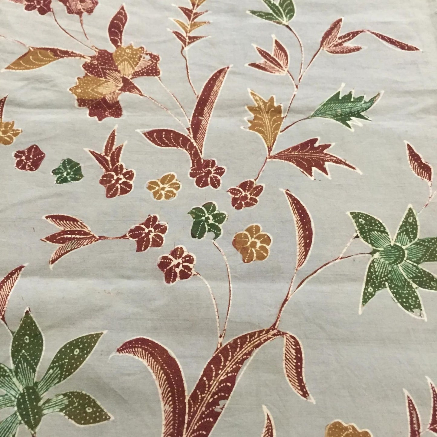 Vintage Indonesian Hand Drawn Javanese Batik Indramayu in Gray with Peacock Saroong
