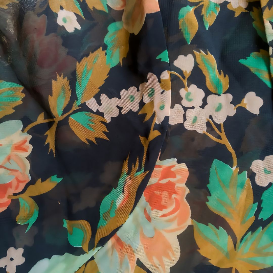 Vintage Black Orange Kebaya Kutubaru