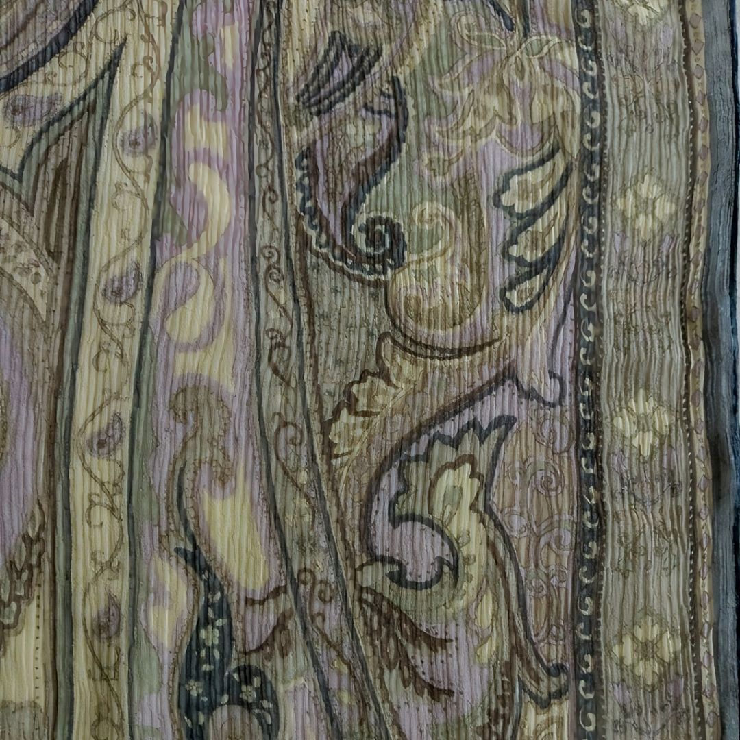 1990s Paisley Silk Green Scarf
