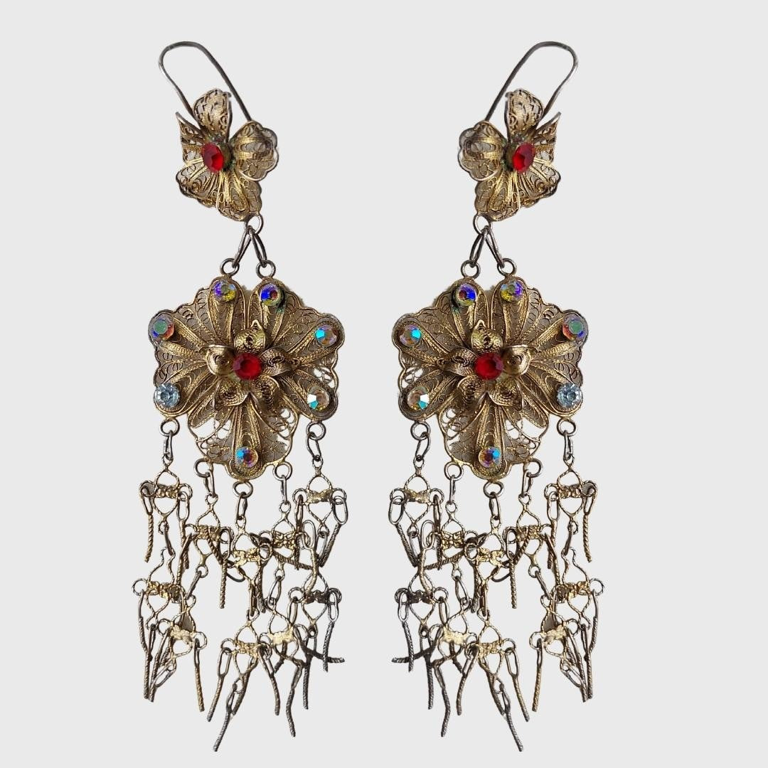 Vintage Palembang Filigree Earrings