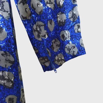 Vintage Blue Silk Floral Dress