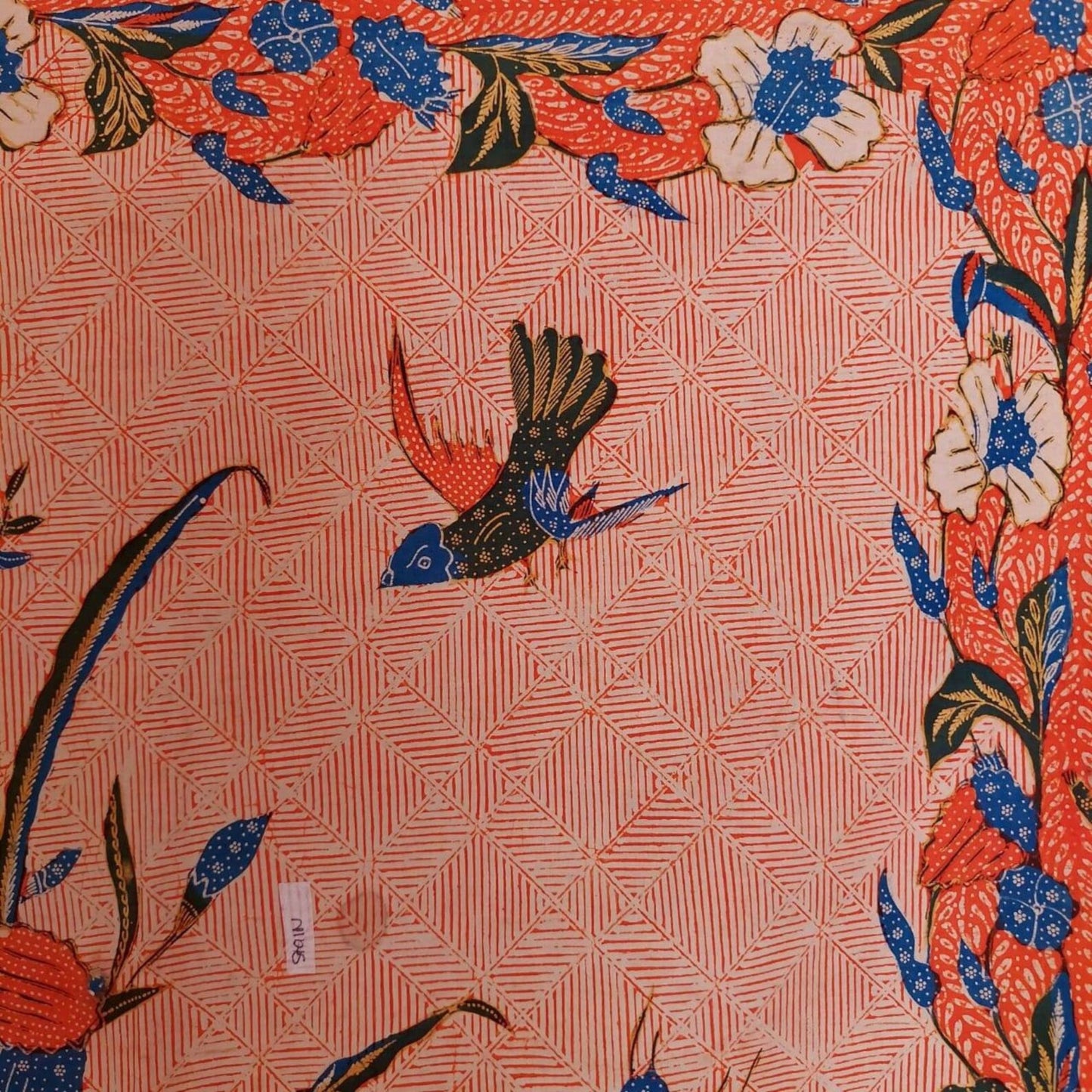 Vintage 40s Orange Galaran Dutch Encim Batik