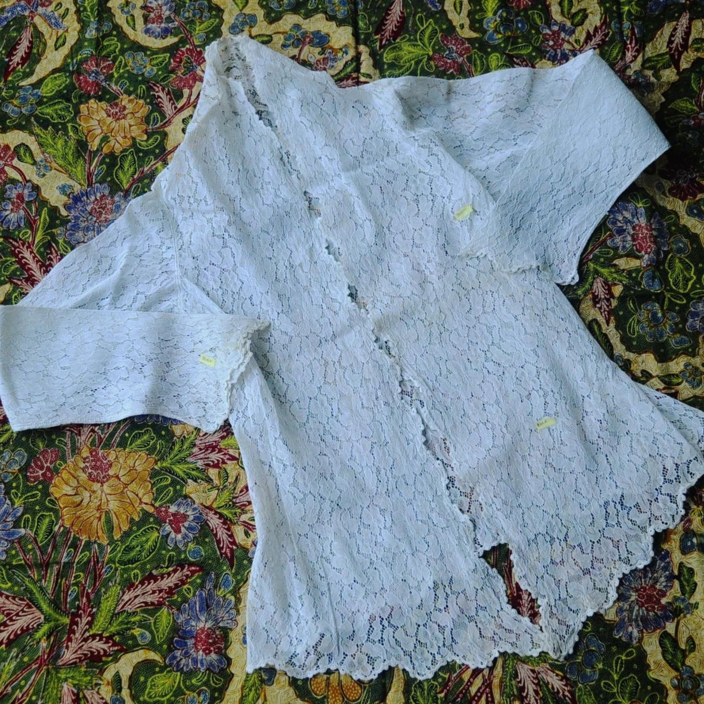 Vintage White Bluish Lace Indonesian Kebaya