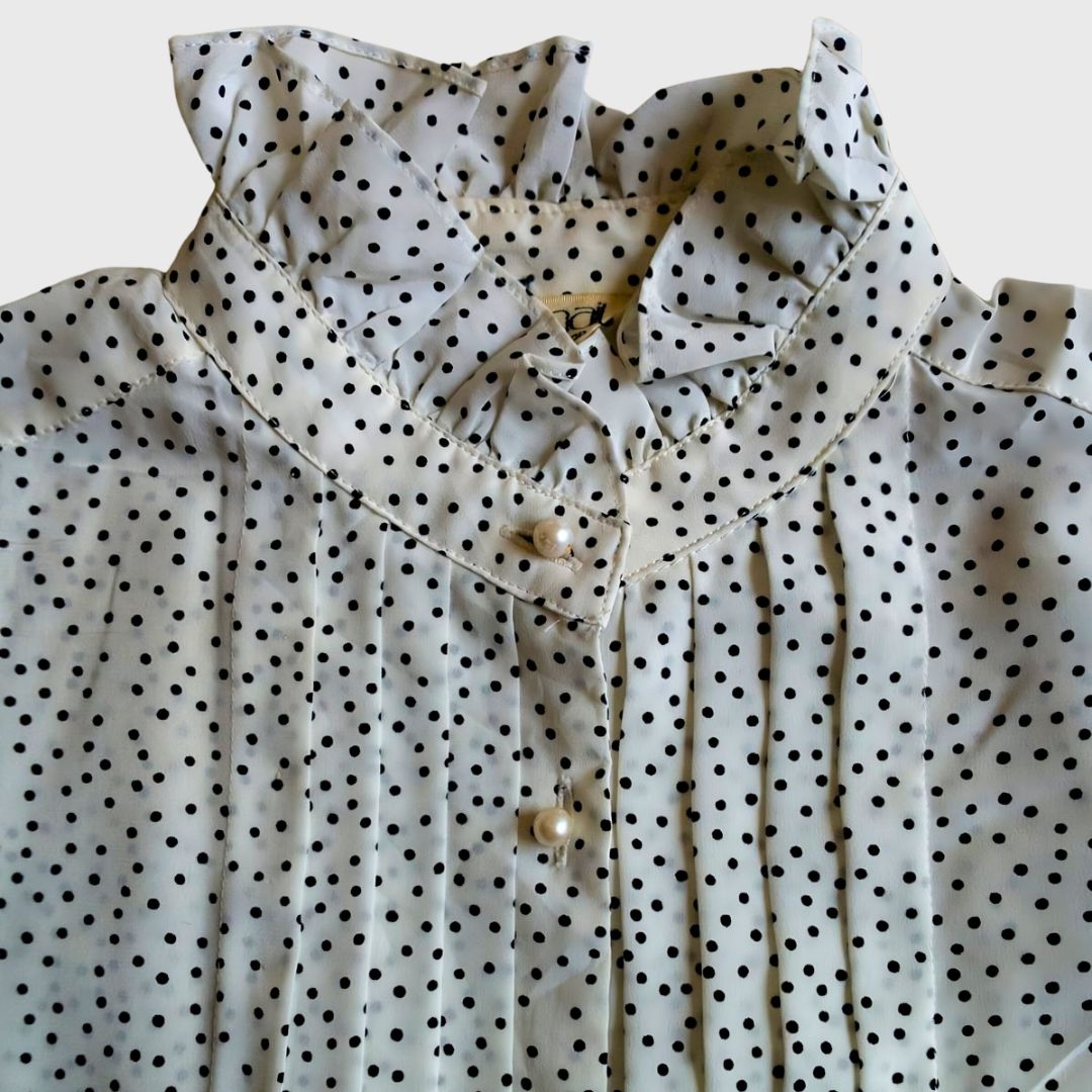 Vintage Polkadot Long Sleeve Blouse