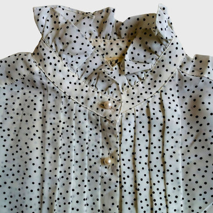 Vintage Polkadot Long Sleeve Blouse