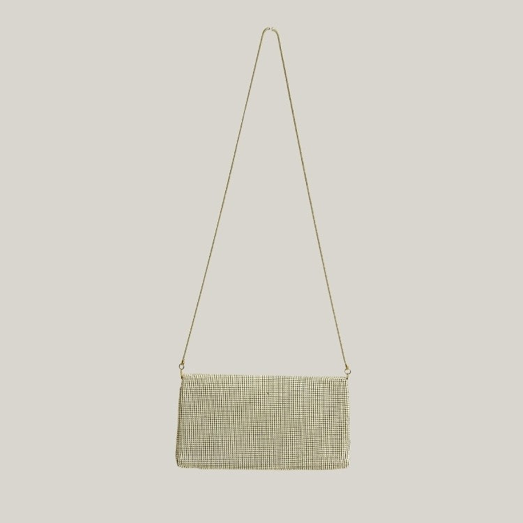 Vintage Envelope Ivory Metal Mesh Sling Bag