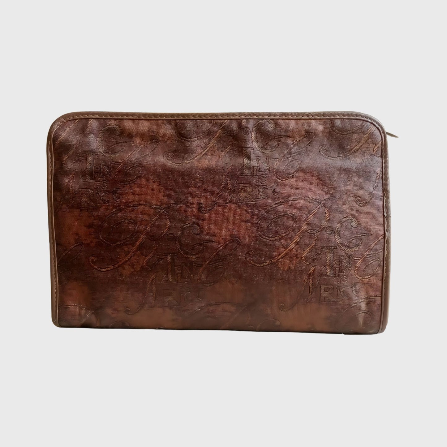 Vintage Typography Motifs Canvas Leather Pouch