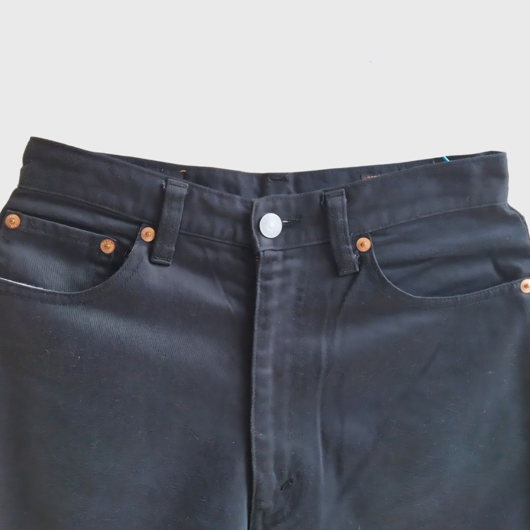 Vintage Black Denim Brown Accent Trousers
