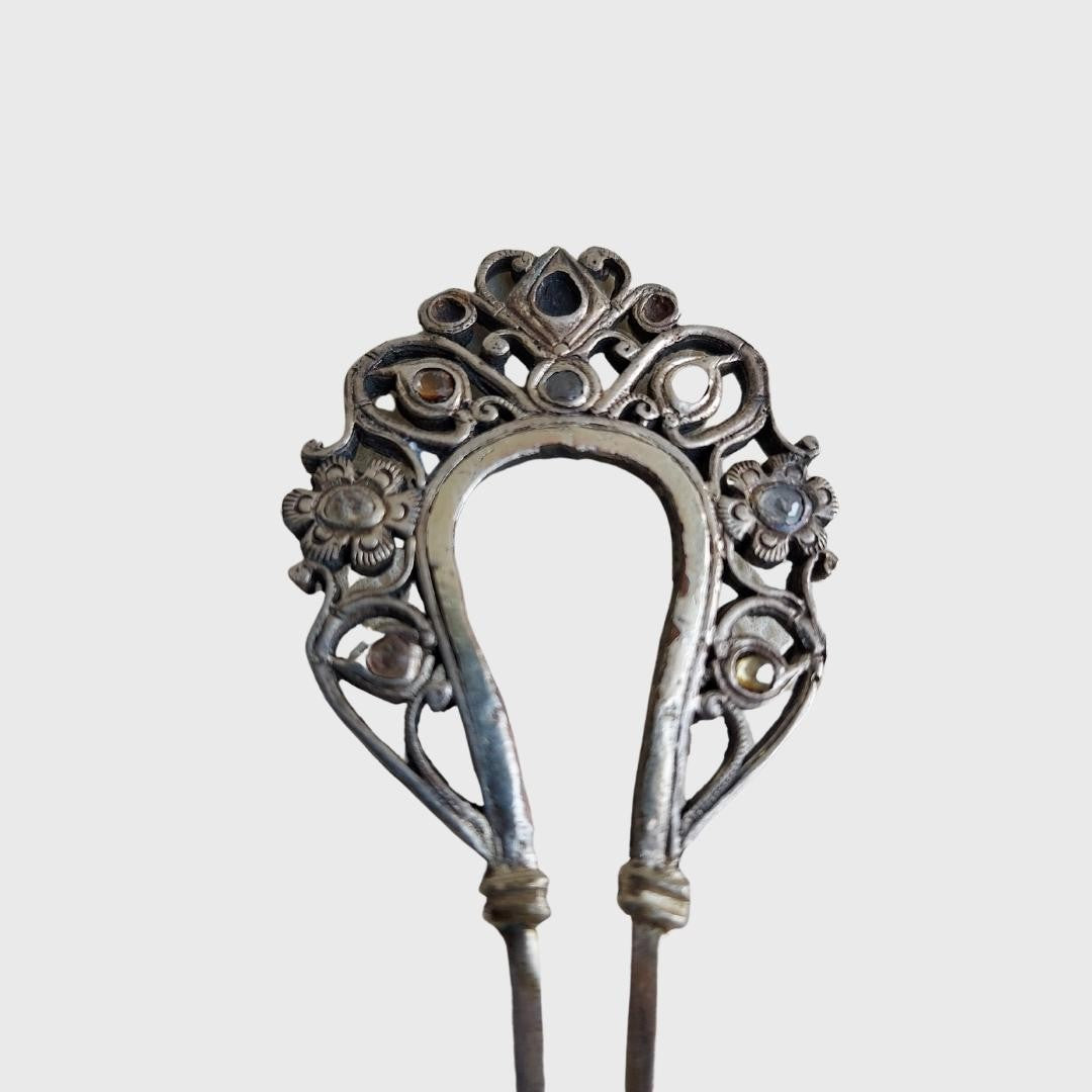Vintage Silver Alloy Paisley Hairpin
