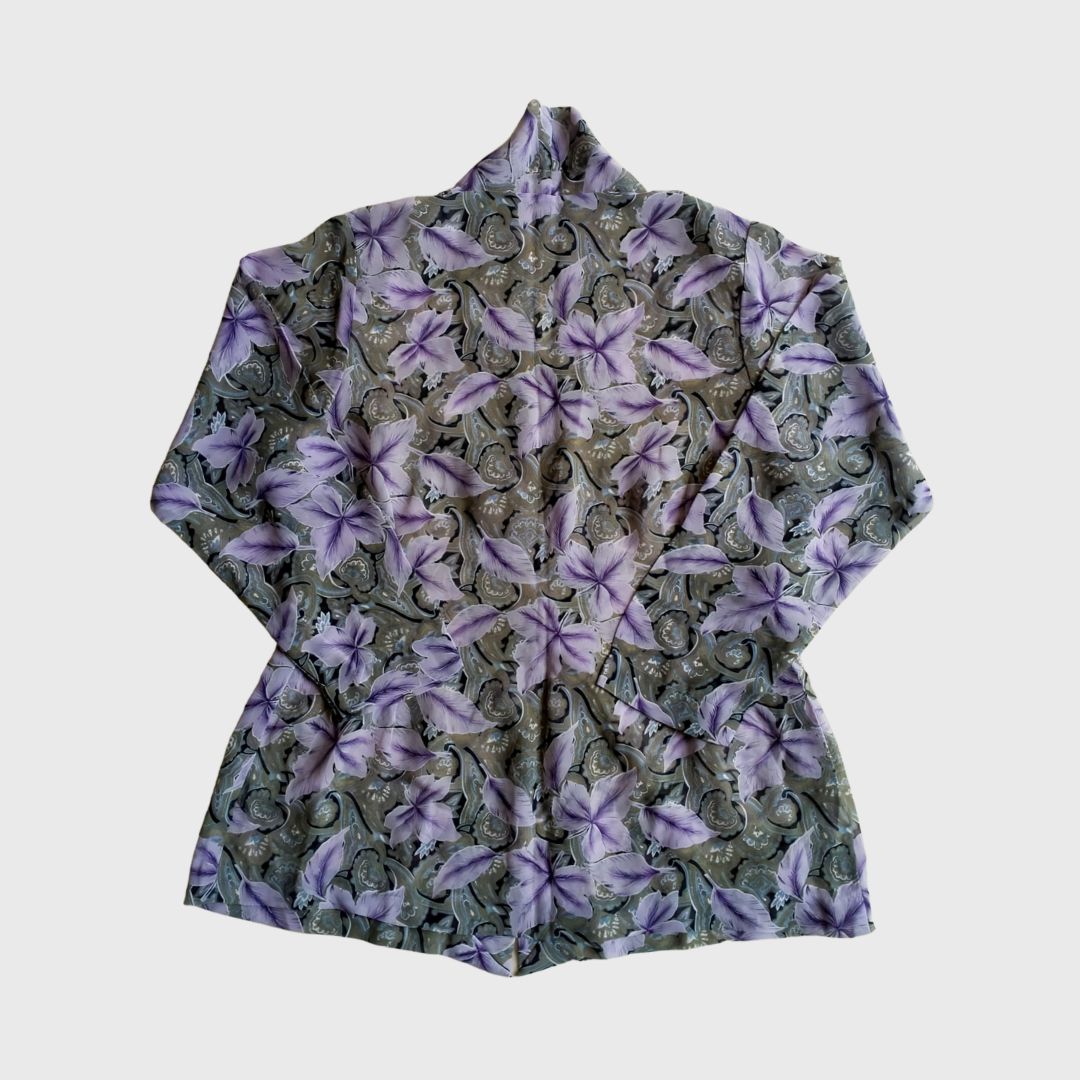 Vintage Gray Purple Kebaya Kutubaru