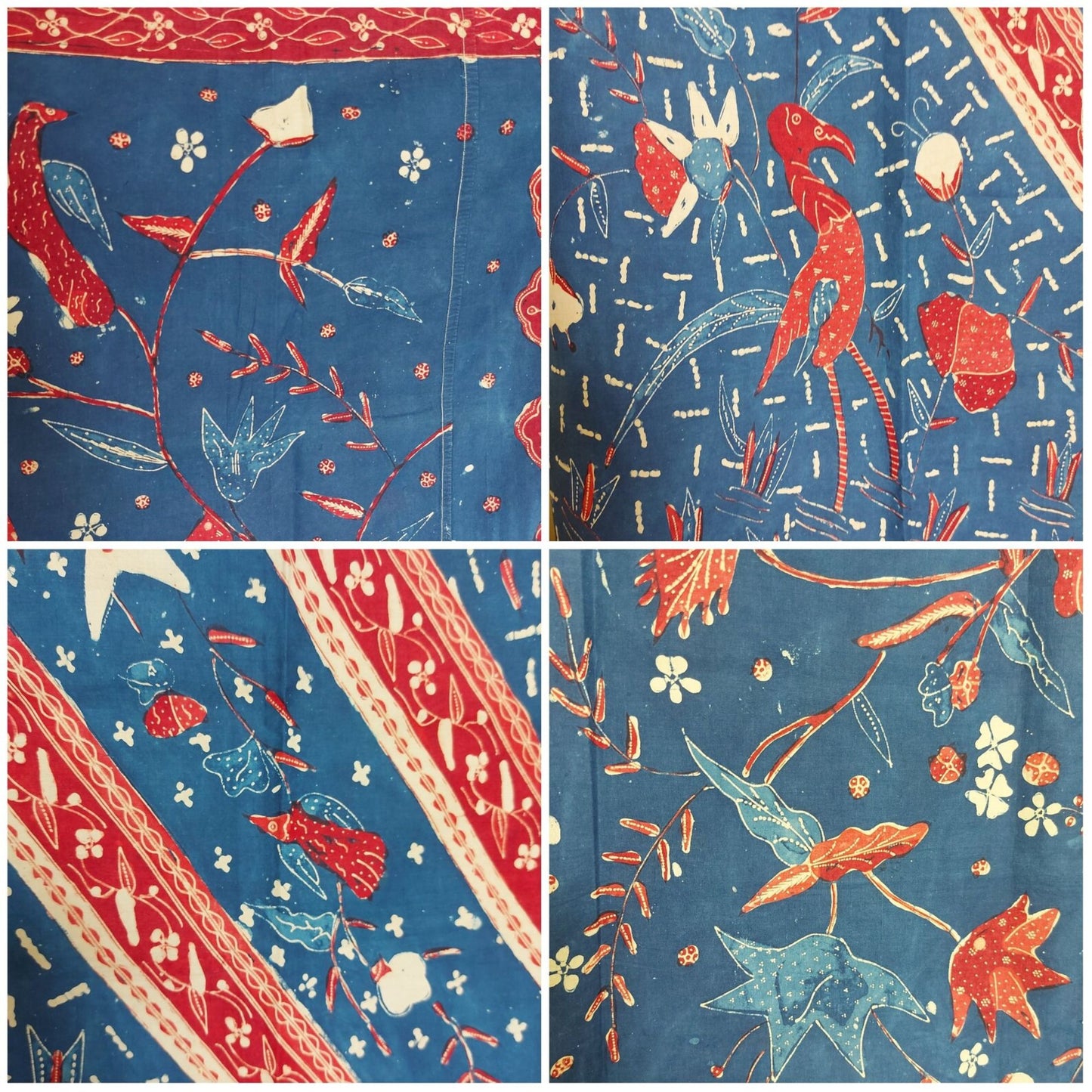 Vintage Hand Drawn Red-Blue "Bangbiron" Batik Sarung