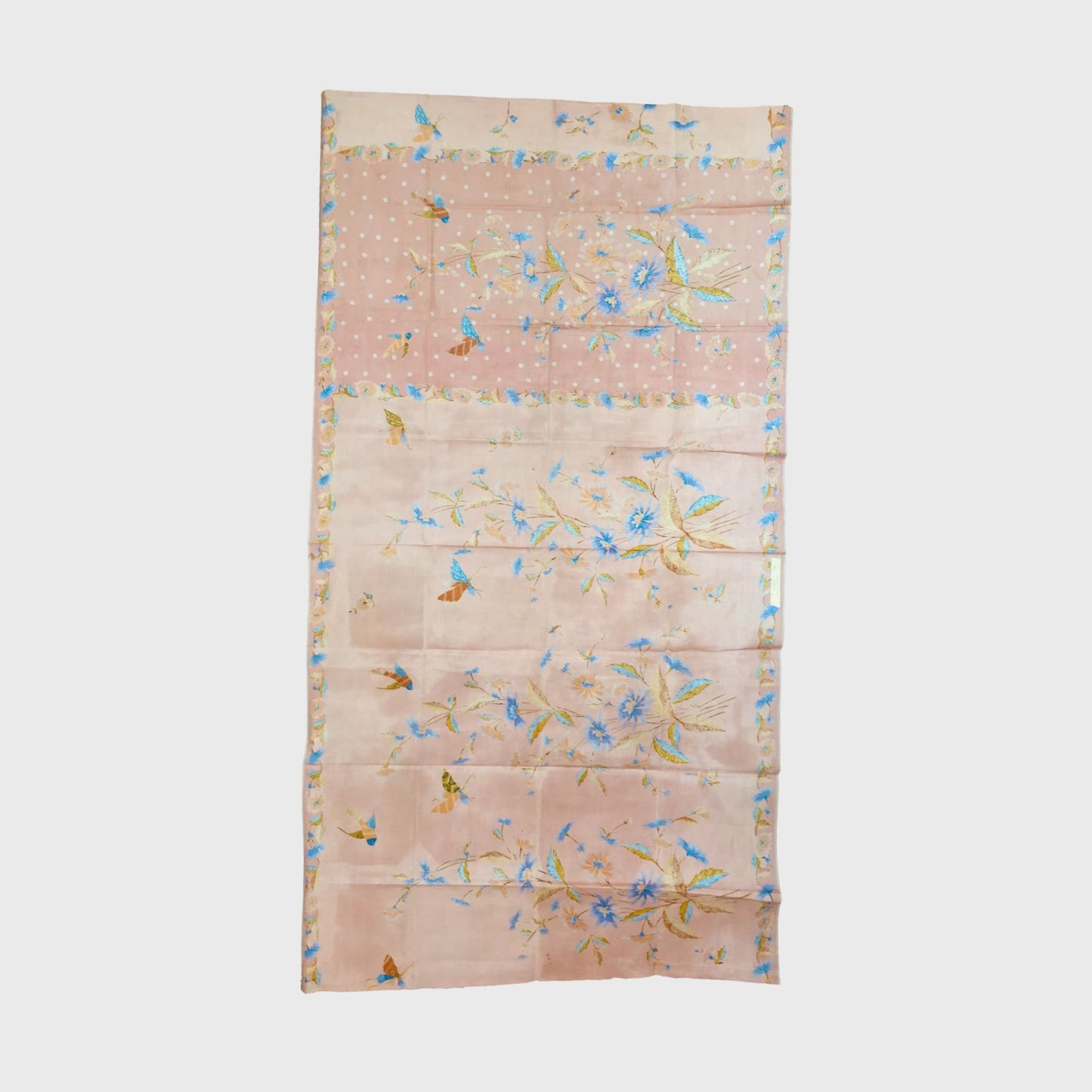 Vintage Indonesian Unsewn Sarong Hand Drawn Pink and Peach Batik