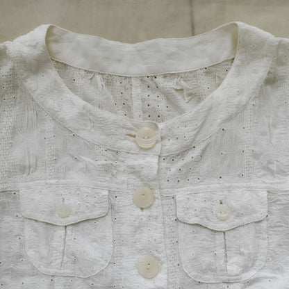 Vintage Broken White Embroidery Blouse