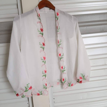 Vintage Inspired Indonesian Encim Kebaya with Floral Embroidery