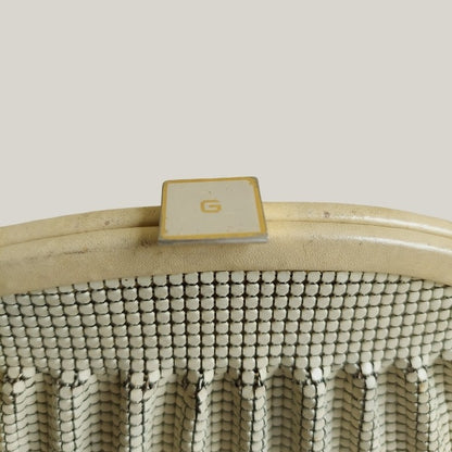 1970s Scallop Broken White Metal Mesh Sling Bag