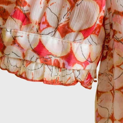 Vintage Short Sleeve Red Floral Blouse