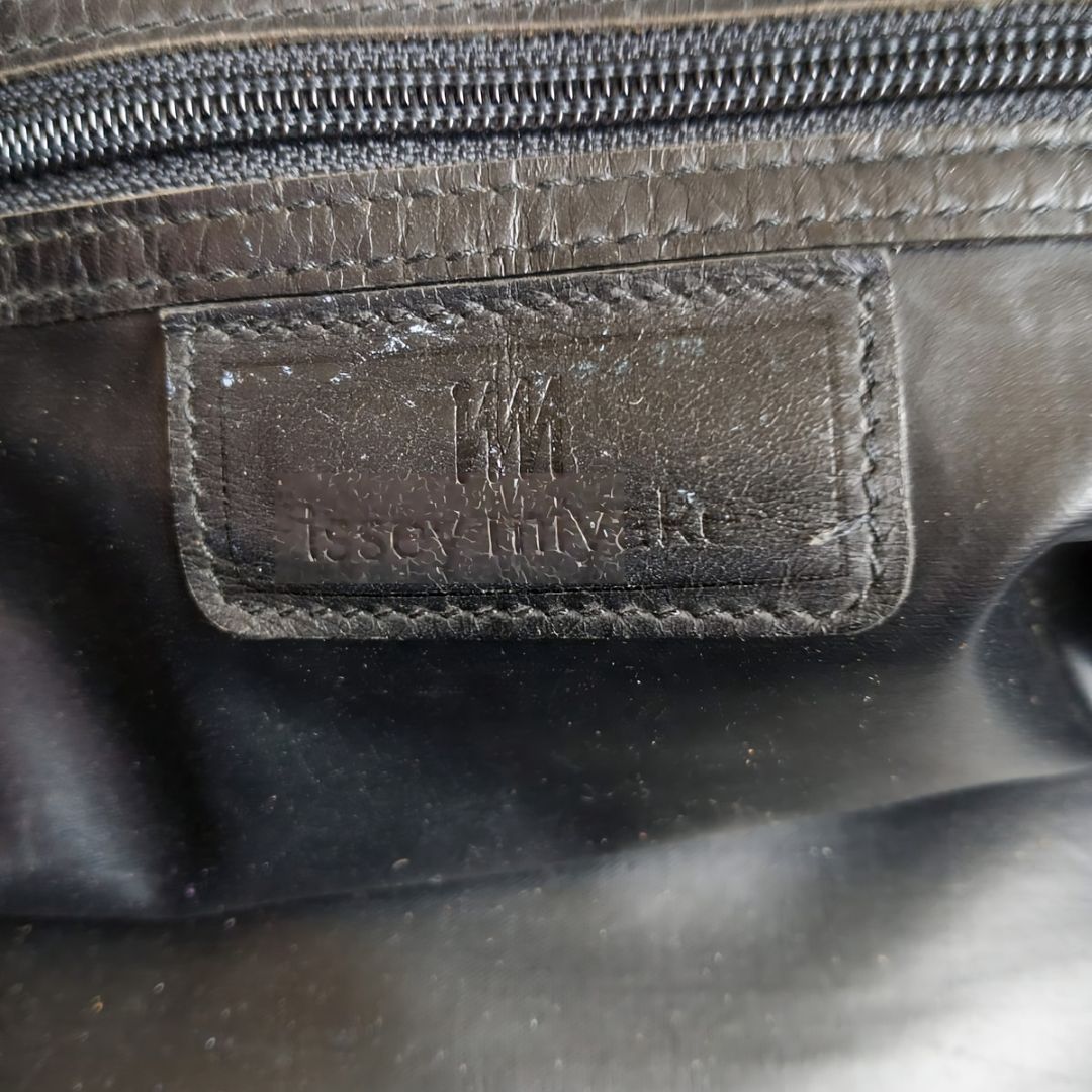 Vintage Plain Black Leather Nylon Travel Bag