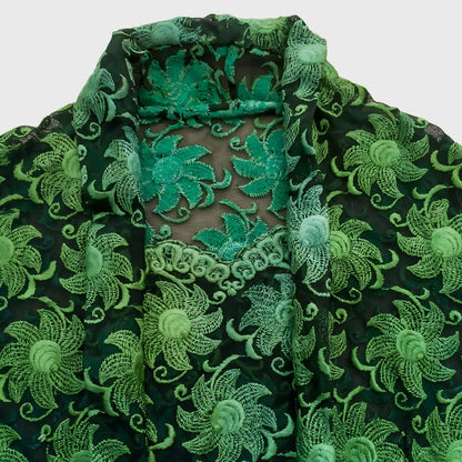 Vintage Green Floral Lace Kutubaru Kebaya