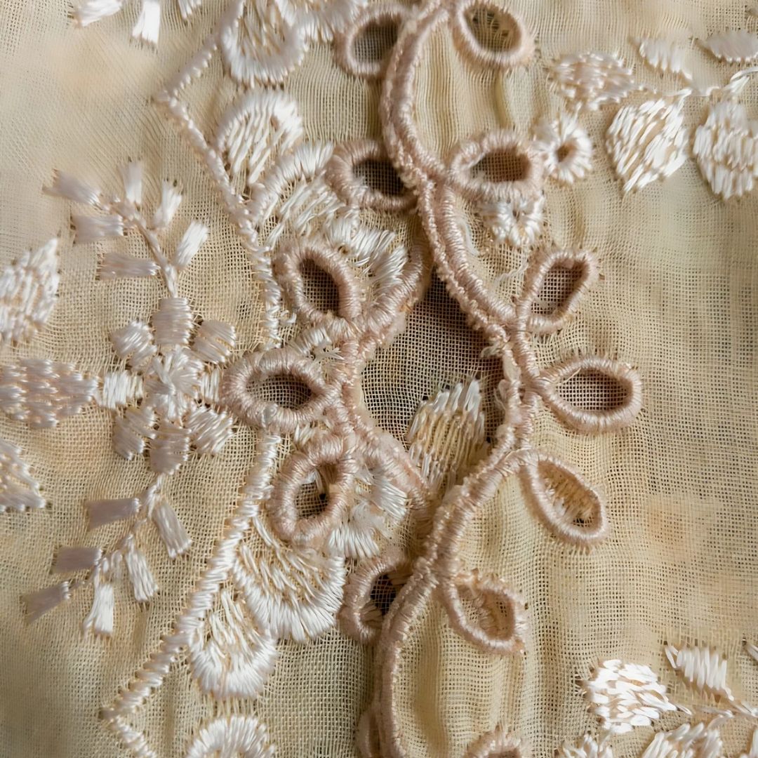 Vintage Soft Yellow Lace Encim Kebaya