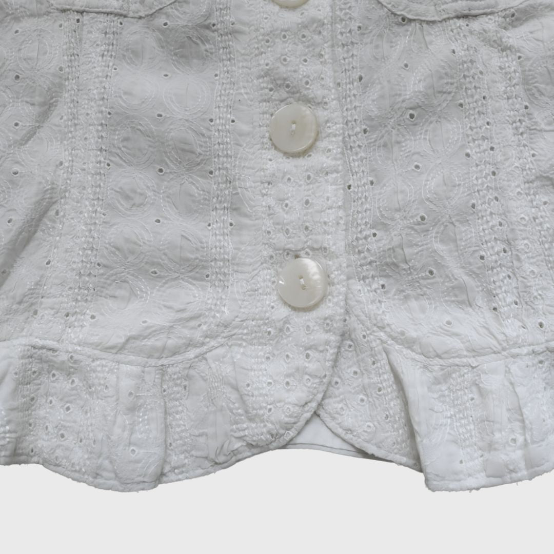 Vintage Broken White Embroidery Blouse