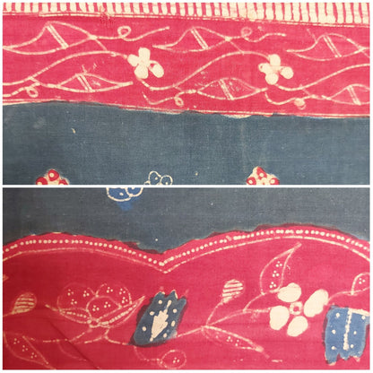 Vintage Old Hand Drawn Red-Blue "Bangbiron" Batik Sarung