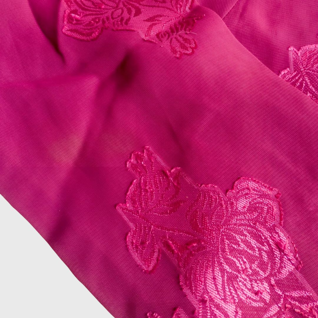 Vintage Pink Fuchsia Kutubaru Kebaya Rose Pattern