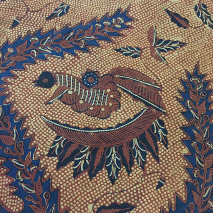 Vintage Indonesian Hand Drawn Batik Saroong Dutch (Belanda) in Brownish and Red