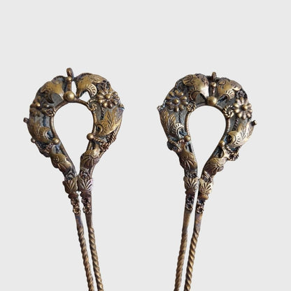 Vintage Fruit  Shape Filigree Hairpin Set