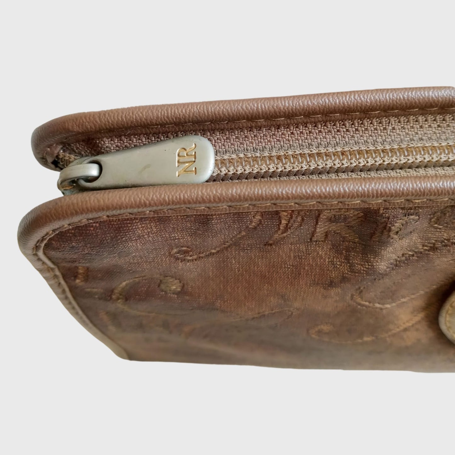 Vintage Typography Motifs Canvas Leather Pouch