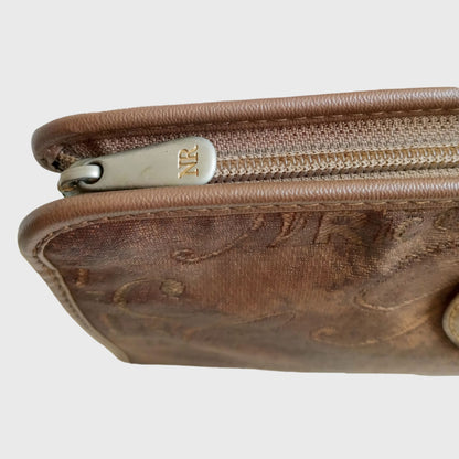 Vintage Typography Motifs Canvas Leather Pouch