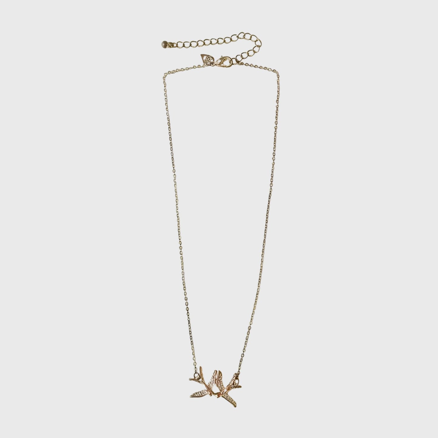 Silver Necklace with Two Birds Shapes