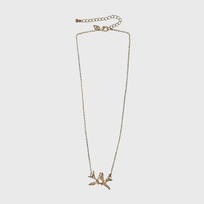 Silver Necklace with Two Birds Shapes