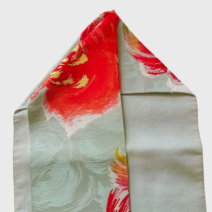 Vintage Japanese Rose Obi In Blue