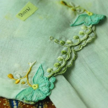 Vintage Green Floral Indonesian Kebaya with Floral Embroidery