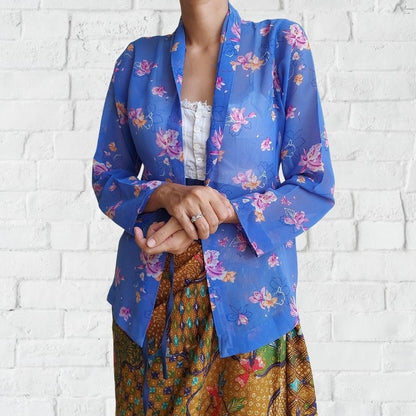 Vintage Kebaya Encim Biru Bunga