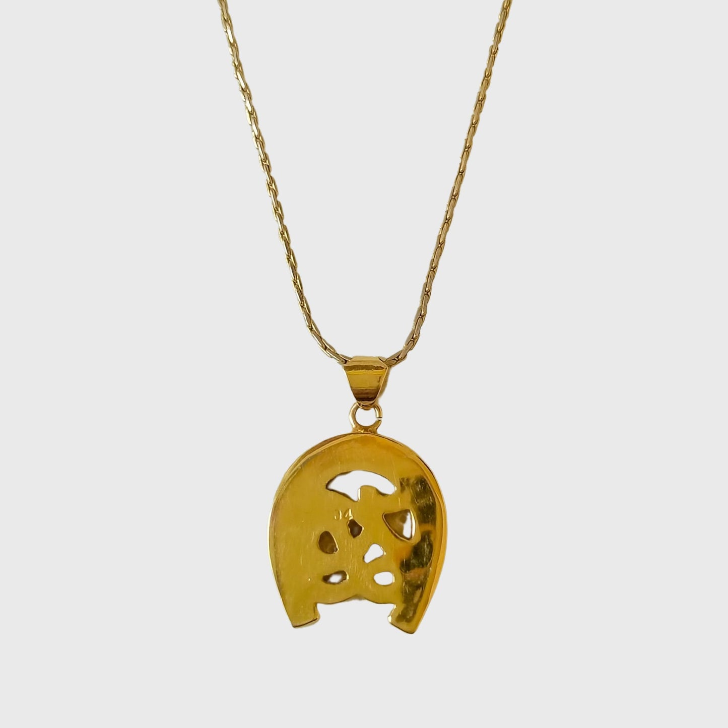 1990s Gold Tone Horseshoe Necklace