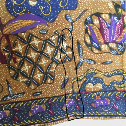 Vintage Indonesian Hand Drawn Sarung Batik with Sekarjagad and Tumpal Motifs