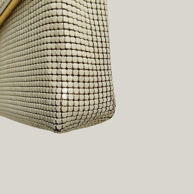 Vintage Envelope Ivory Metal Mesh Sling Bag