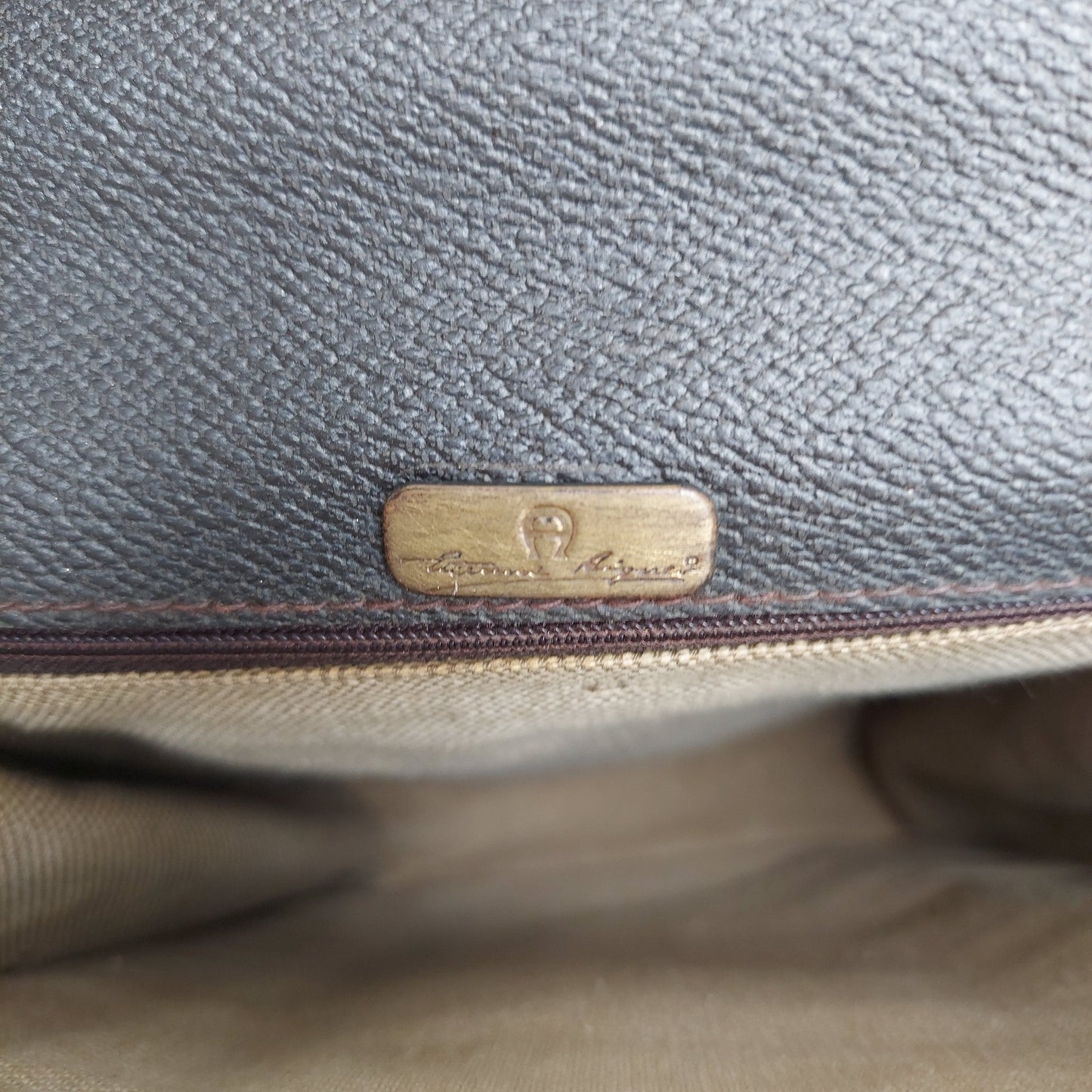 1990s Leather Canvas Box Dark Gray Brown Two Ways Bag
