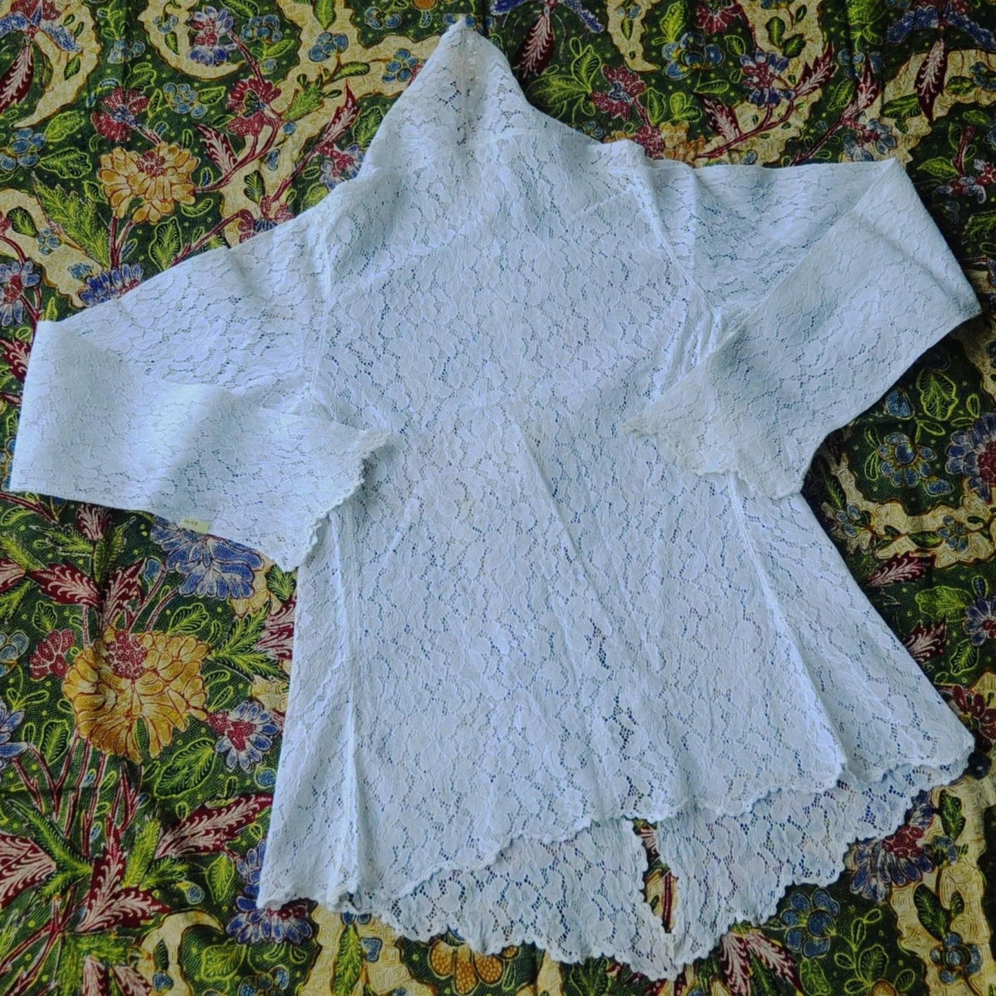 Vintage White Bluish Lace Indonesian Kebaya