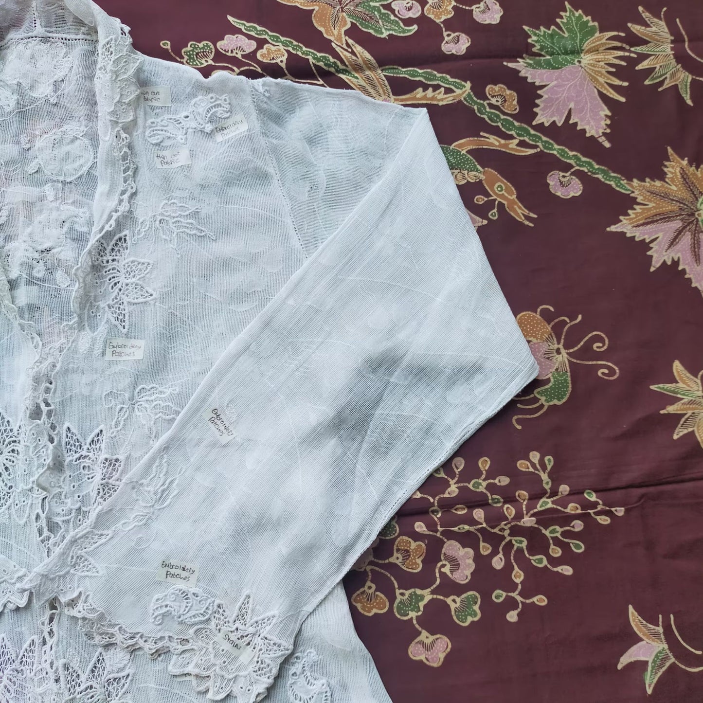 Vintage Indonesian European Lace Kebaya with Dutch Embroidery