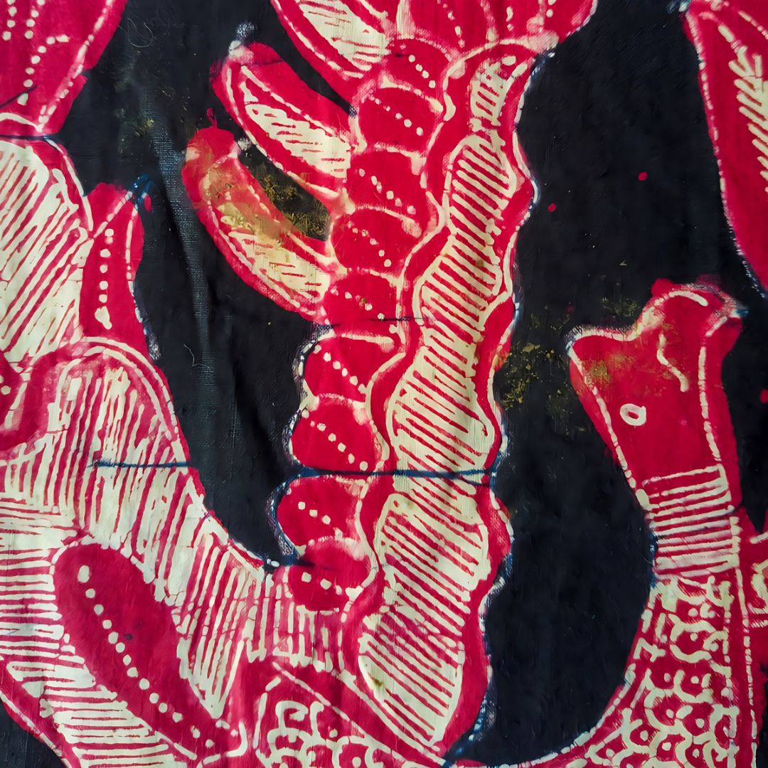 Vintage Red Black Shawl