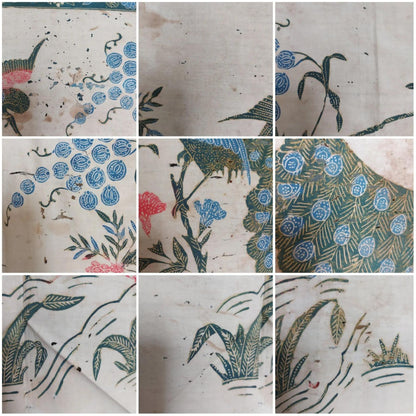 Old Indonesian Hand Drawn Javanese Batik Saroong with Peacock Motif
