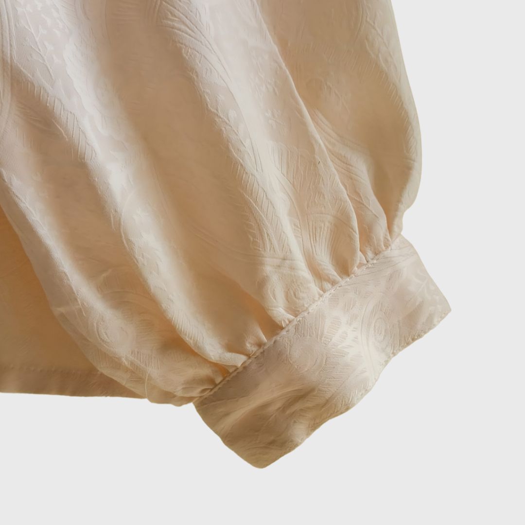 Vintage Double Colar Peach Long Sleeve Blouse