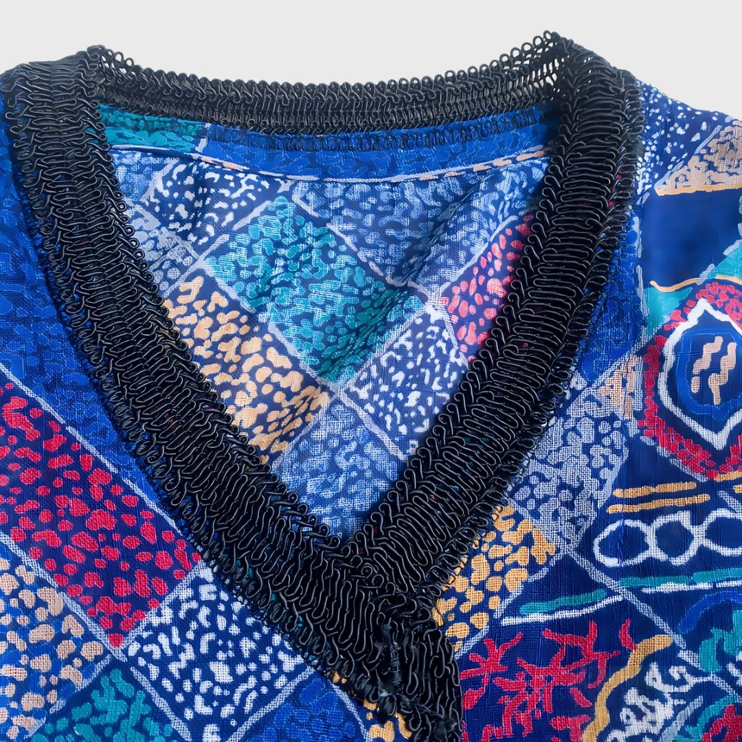 Vintage Blue Abstract Sleeveless Dress