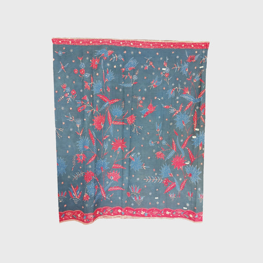 Vintage Old Hand Drawn Red-Blue "Bangbiron" Batik Sarung
